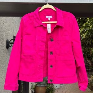 New Loft Denim Jacket in Hot Pink Poppy size L
